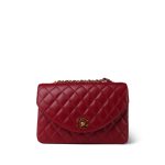 Red Lambskin Quilted Half Moon Flap Small GHW
