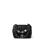 Black Lambskin Quilted Monacoco Mini Square Flap LGHW