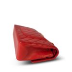 Red Chevron Lambskin Quilted Classic Flap Medium Gold Hardware - Image 10