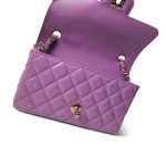 20C Purple Patent Quilted Mini Rectangular Flap Light Gold Hardware - Image 13