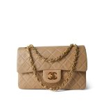 Vintage Light Beige Lambskin Quilted Classic Flap Small GHW - Image 10