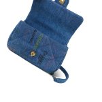 22P Denim Quilted Single Flap Small Aged Gold Hardware - Image 11