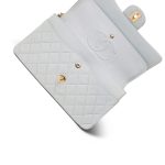 Vintage Light Blue Lambskin Quilted Medium Classic Flap Gold Hardware - Image 11