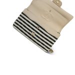 Ivory/Black Striped Coco Sailor Pearl Classic Flap Medium LGHW - Image 15