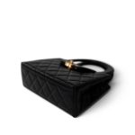 24P Black Shiny Aged Calfskin Nano Kelly Shopper Aged Gold Hardware - Image 7