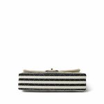 Ivory/Black Striped Coco Sailor Pearl Classic Flap Medium LGHW - Image 4