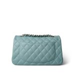 20c Tiffany Blue Caviar Quilted Classic Flap Small Light Gold Hardware - Image 3