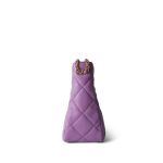 22S Purple Lambskin Quilted Pick Me Up Hobo Bag Logo Chain Aged Gold Hardware - Image 5