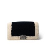 Navy/Cream Shearling Boy Bag Old Medium Ruthenium Hardware - Image 2