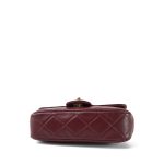 Burgundy Calfskin Quilted Pearl Chain Single Flap Bag Aged Gold Hardware - Image 4