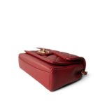 Red Lambskin Quilted Single Flap Chain Leather Link Bag - Image 10