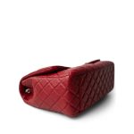 Red Grained Calfskin XL Small Travel Flap Bag Light Gold Hardware - Image 7