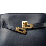 Kelly Sport PM Blue Indigo Calfskin Gold Plated U Circle Stamp - Image 17