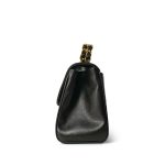 Black Lambskin Quilted Double Chain Top Handle Gold Hardware - Image 2