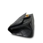 19A Black Aged Calfskin Quilted Mini Reissue 2.55 Flap Gold Hardware Light gold - Image 7