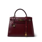 Kelly Sellier 28 Rouge H Box Calfskin Gold Plated (R) Stamp