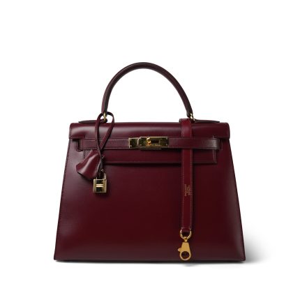 Kelly Sellier 28 Rouge H Box Calfskin Gold Plated (R) Stamp