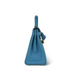 Kelly 28 Retourne Bleu Izmir Turquoise Veau Togo Gold Plated R Square Stamp - Image 5