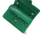 24A Green Caviar Quilted Classic Flap Small Light Gold Hardware - Image 13