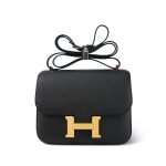 Constance 18 Noir Epsom Gold Plated W Stamp