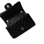 23S Black Lambskin Quilted Mini Rectangular Single Flap LGHW - Image 12