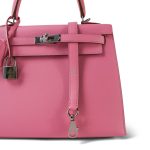 Kelly Sellier 25 Rose Confetti Veau Epsom Palladium Plated X Stamp - Image 2