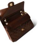 Vintage Brown Lambskin Quilted Classic Flap Bag Medium GHW - Image 9