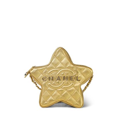 Gold Metallic Lambskin Quilted CC Walk of Fame Star Bag LGHW