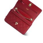23B Red Lambskin Quilted Trendy CC Wallet On Chain LGHW - Image 12