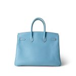 Birkin 35 Bleu Celeste Epsom Palladium Plated D Square Stamp - Image 5