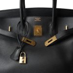 Birkin 35 Black Ardennes Gold Plated [F] Stamp - Image 5