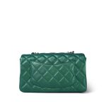 22A Iridescent Green Lambskin Quilted Mini Rectangular Single Flap Light Gold Hardware - Image 3