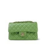 23C Green Caviar Quilted Classic Flap Small LGHW