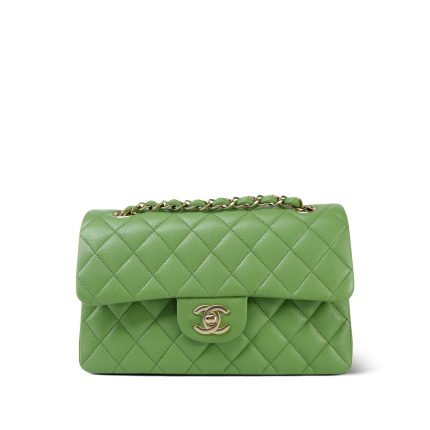 23C Green Caviar Quilted Classic Flap Small LGHW