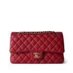 19B Red Caviar Quilted Classic Flap Medium Light Gold Hardware