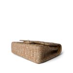 Bronze Gold Silver Tweed Quilted Beige Classic Flap Medium - Image 6