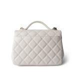22B White Caviar Quilted Business Affinity Medium Flap Light Gold Hardware - Image 4