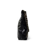 24C Black Calfskin Quilted 22 Hobo Bag Small Antique Gold Hardware - Image 4