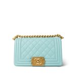 Tiffany Blue Caviar Quilted Boy Bag Small Aged Gold Hardware