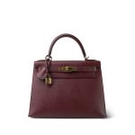 Kelly 28 Rouge H Epsom Sellier Gold Plated X Stamp - Image 5