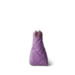 22S Purple Lambskin Quilted Pick Me Up Hobo Bag Logo Chain Aged Gold Hardware - Image 3
