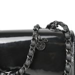 Black Patent Camellia Single Flap Bag Black Hardware - Image 16