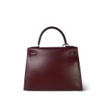 Kelly 28 Box Calfskin Rouge H Gold Plated R Circle Stamp - Image 9