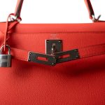 Kelly 28 Rose Texas Veau Epsom Leather Palladium Plated Y Stamp - Image 4