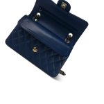 22P Navy Caviar Quilted Classic Flap Small Light Gold Hardware - Image 13