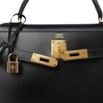 Kelly 32 Black Box Calfskin Gold Plated Y Circle Stamp - Image 9