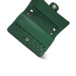 19B Dark Green Lambskin Quilted Medium Classic Flap Silver Hardware - Image 14