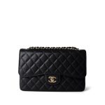 Black Jumbo Caviar Classic Flap GHW