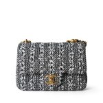 24P Black White Silver Tweed Quilted Pearl Aged Gold Hardware - Image 2