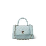 Light Blue Caviar Quilted Small Coco Handle Light Gold Hardware - Image 13